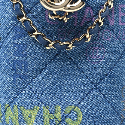 Chanel Denim Quilted Mood Mini Bucket With Chain Blue Multicolor 8 of 11