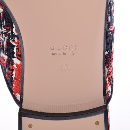 Gucci Tweed Check Womens Princetown Slippers 40 Hibiscus Red Royal Blue 6 of 8