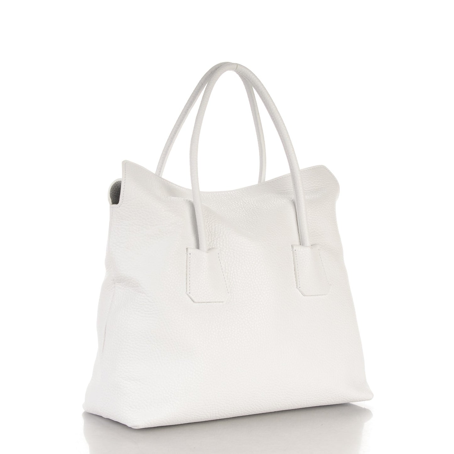 London Grainy Calfskin Medium Baynard Tote White