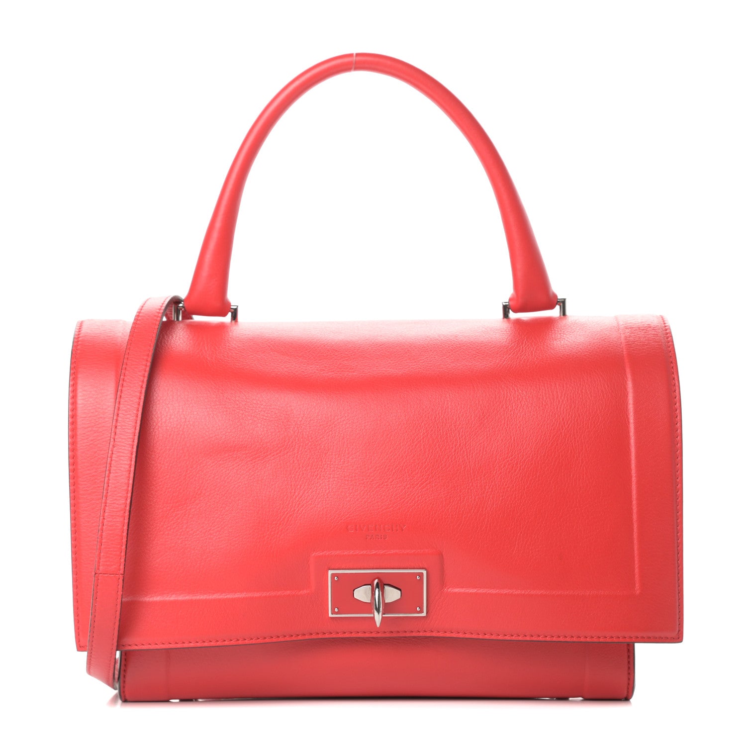 Givenchy Grained Calfskin Small Shark Lock Satchel Red 1 of 11