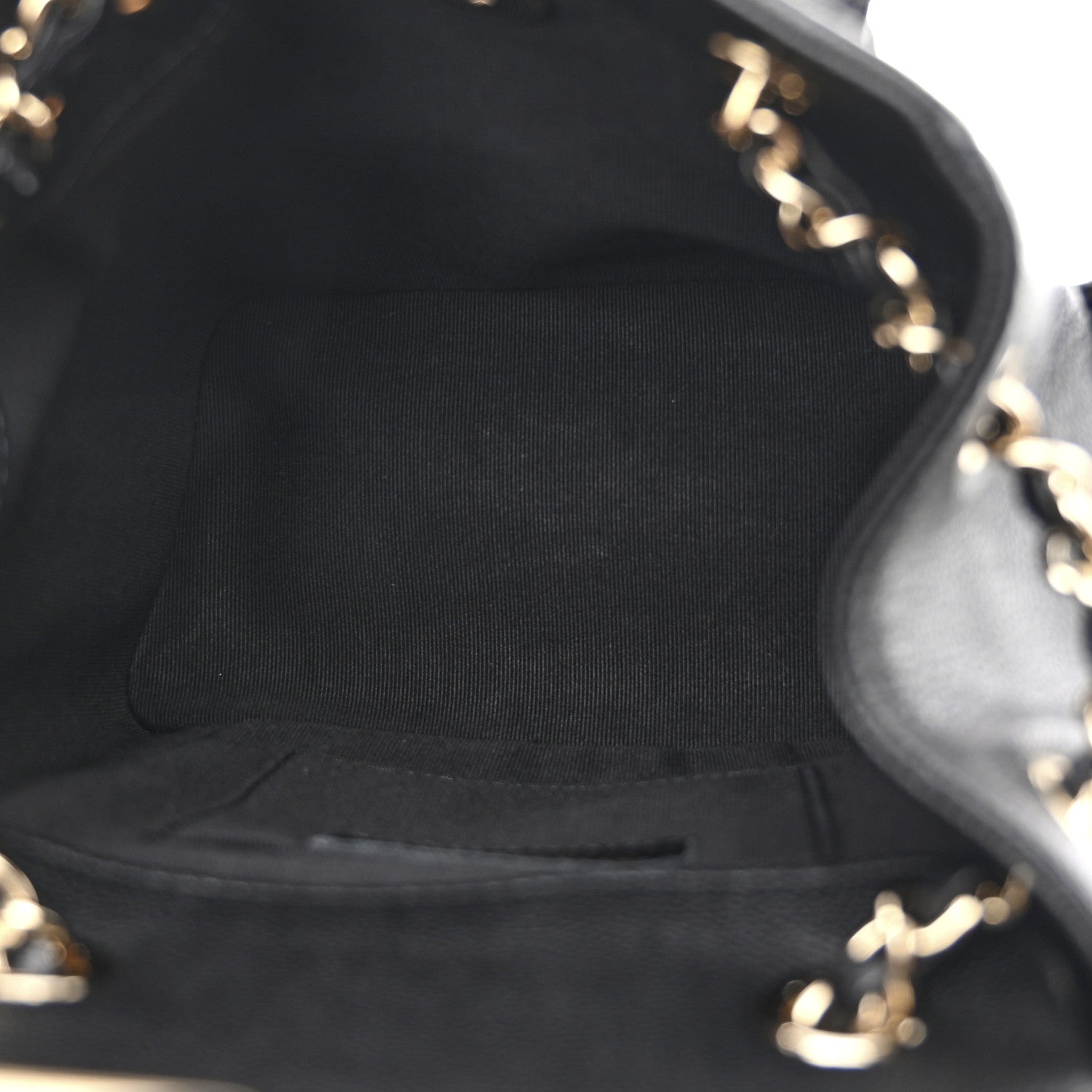 Chanel Shiny Caviar Quilted Small Pockets Drawstring Backpack Black 5 of 10