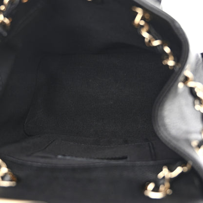 Chanel Shiny Caviar Quilted Small Pockets Drawstring Backpack Black 5 of 10