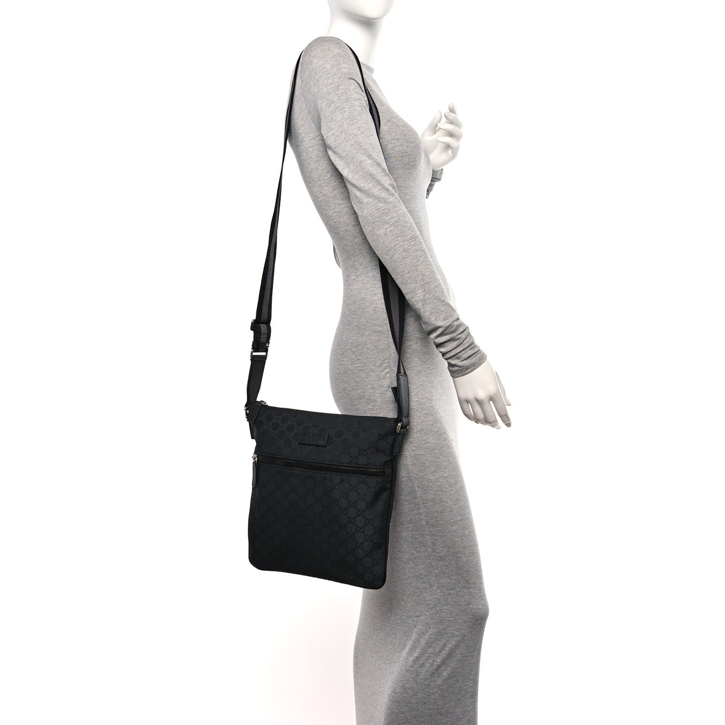 Nylon Monogram Small Flat Messenger Bag Black