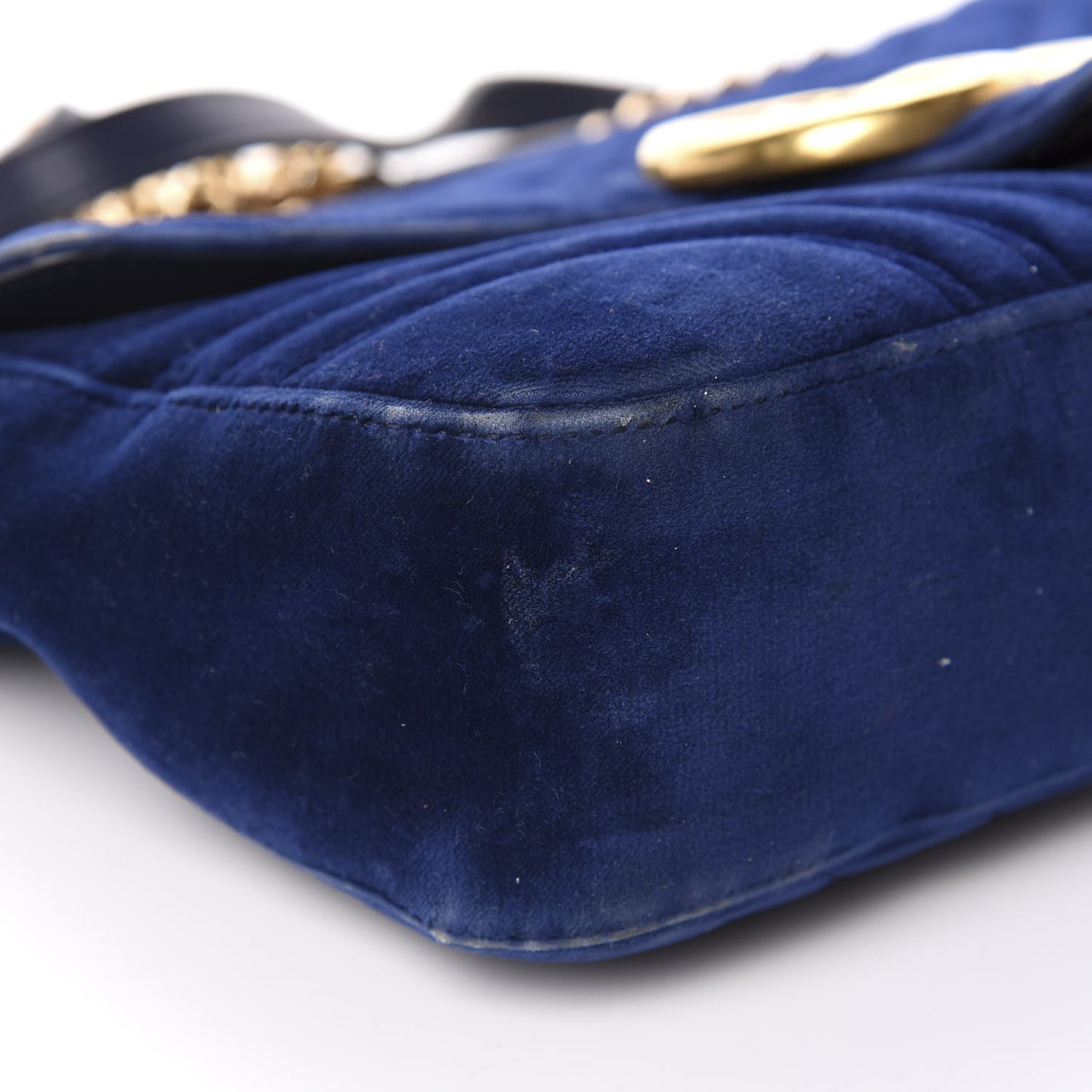 Velvet Matelasse Medium GG Marmont Shoulder Bag Cobalt Blue