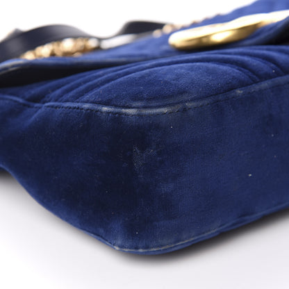 Gucci Velvet Matelasse Medium GG Marmont Shoulder Bag Cobalt Blue 6 of 15