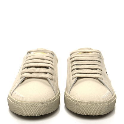 Saint Laurent Distressed Canvas Court Classic Sneakers 35.5 Panna 2 of 9