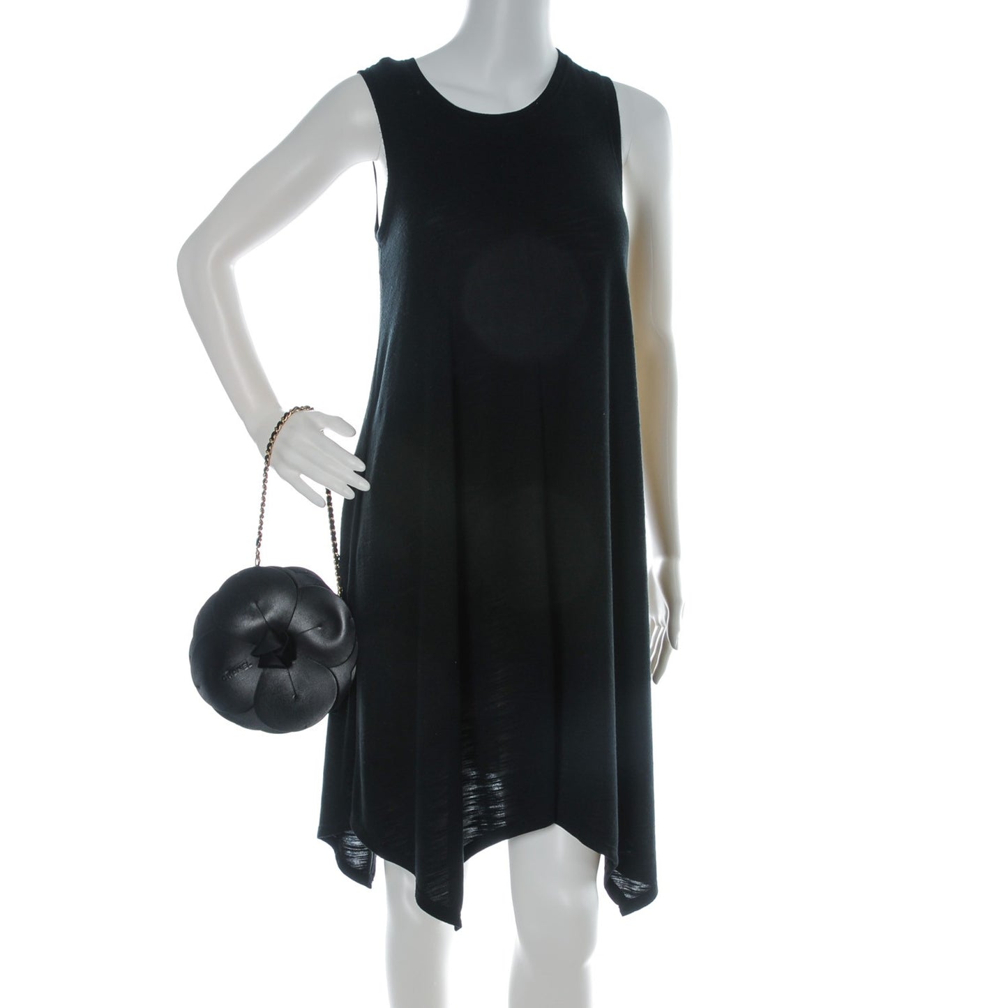 Lambskin Satin Camellia Evening Bag Black
