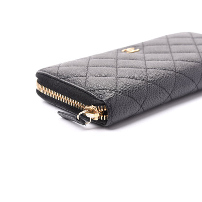 Chanel Caviar Quilted Large Gusset Zip Around Wallet Black 5 of 10