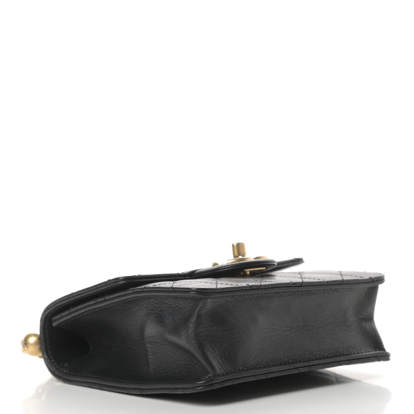 Goatskin Quilted Chic Pearls Flap Black