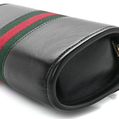 Gucci Textured Calfskin Web Mini Rajah Slim Flap Shoulder Bag Black 11 of 12