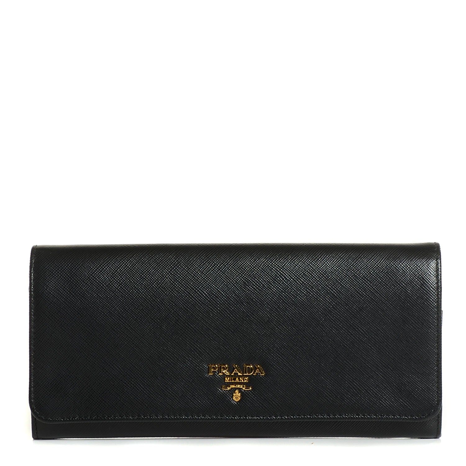 Prada Saffiano Metal Oro Chain Wallet Nero Black 1 of 8