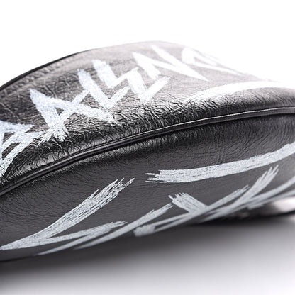 Balenciaga Agneau Arena Graffiti All Over XS Souvenir Belt Bag Black White 6 of 8