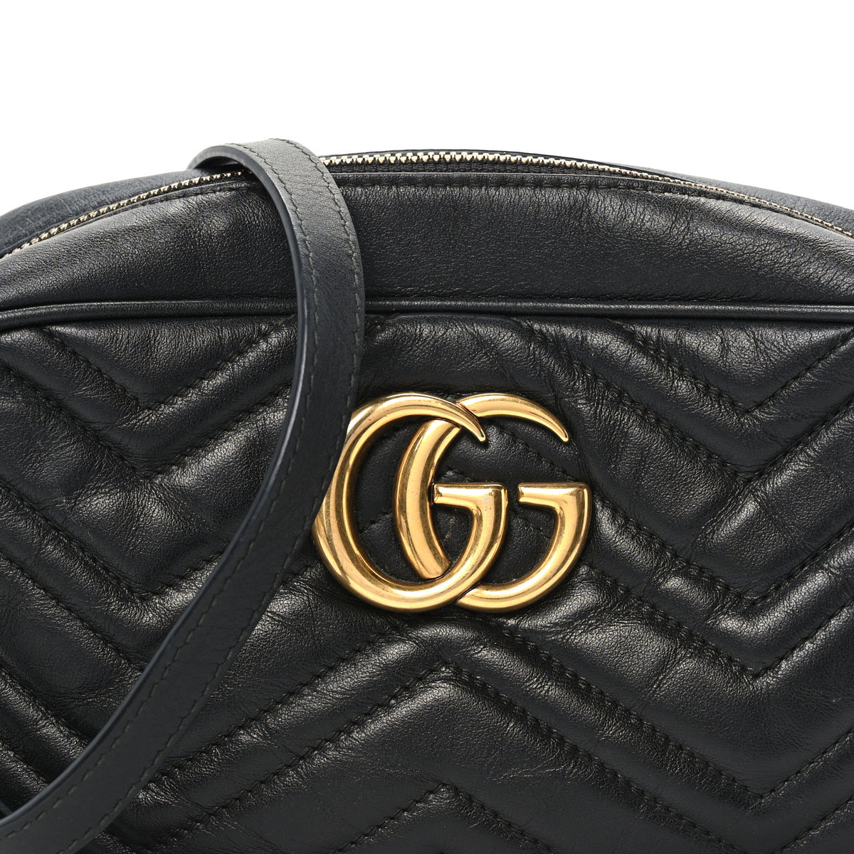 Gucci Calfskin Matelasse Small GG Marmont Chain Shoulder Bag Black 10 of 12
