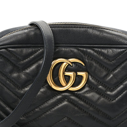 Gucci Calfskin Matelasse Small GG Marmont Chain Shoulder Bag Black 10 of 12