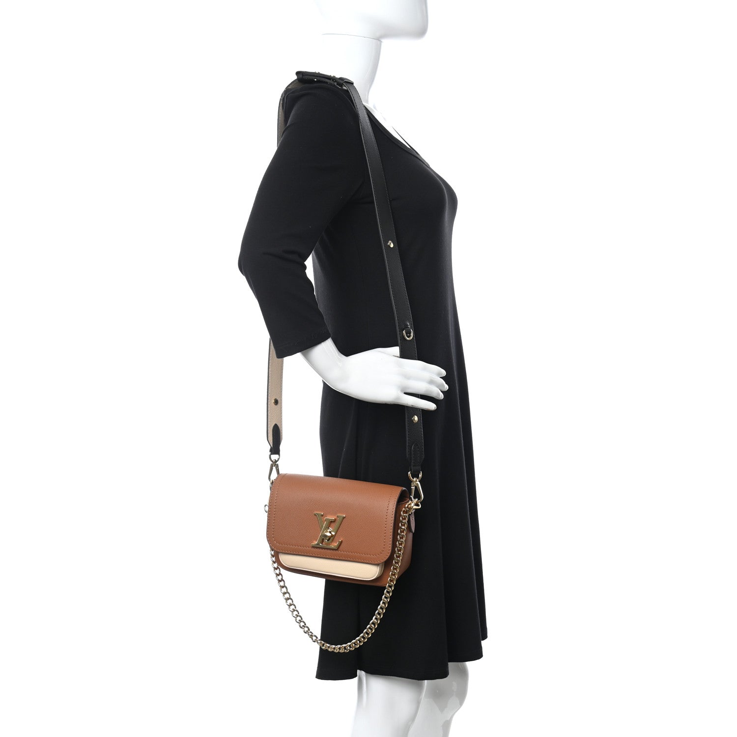 Louis Vuitton Grained Calfskin Lockme Tender Chataigne Brown 2 of 9