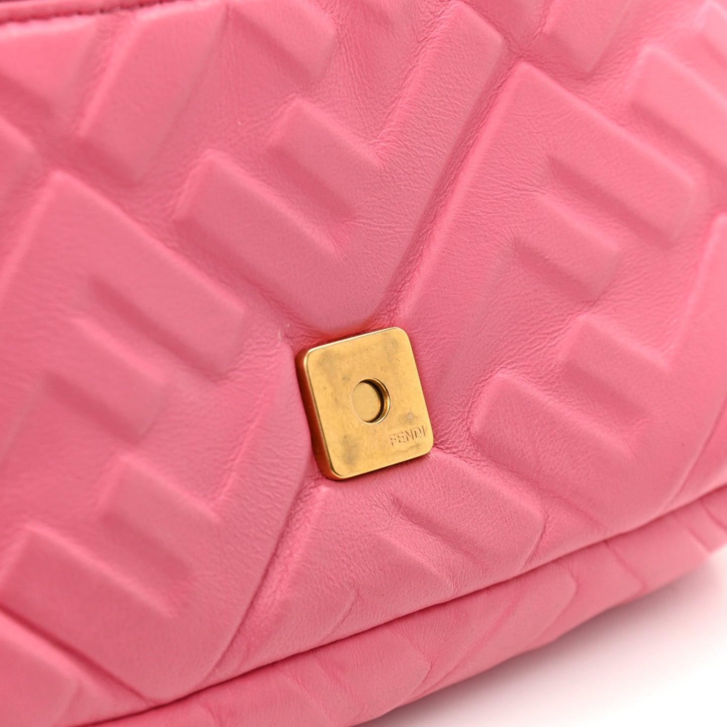 Nappa FF 1974 Embossed Mini Baguette Rosa Fluo