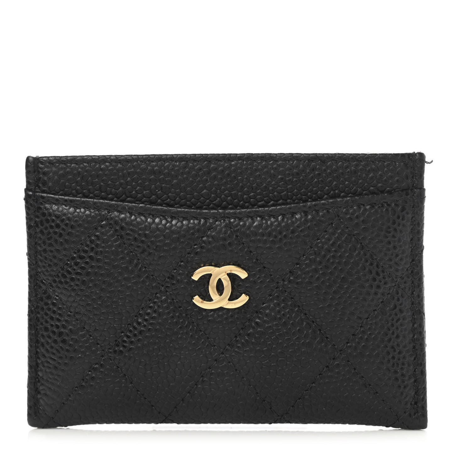 Caviar Quilted Card Holder Black