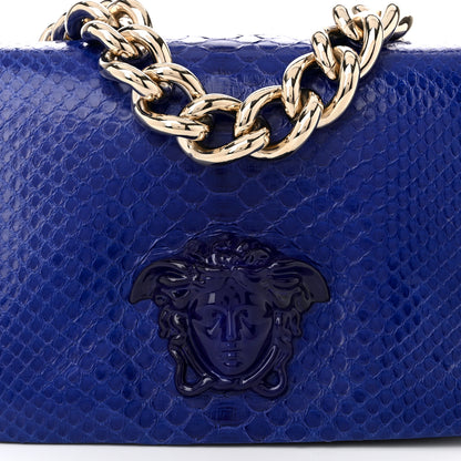 Versace Patent Snakeskin Palazzo Sultan Shoulder Bag Blue 7 of 9