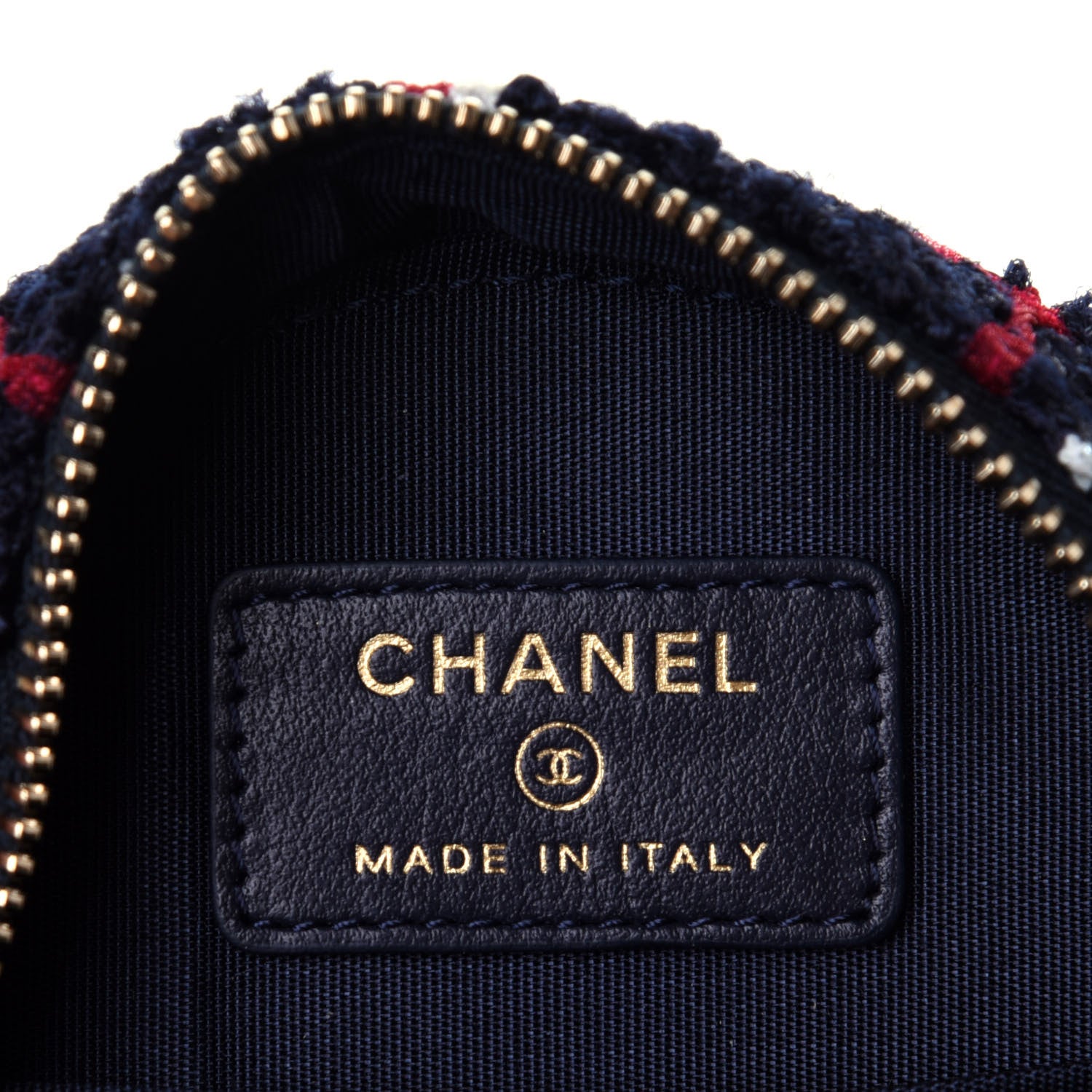 Chanel Tweed Quilted Round Filigree Clutch With Chain Navy Blue 5 of 10