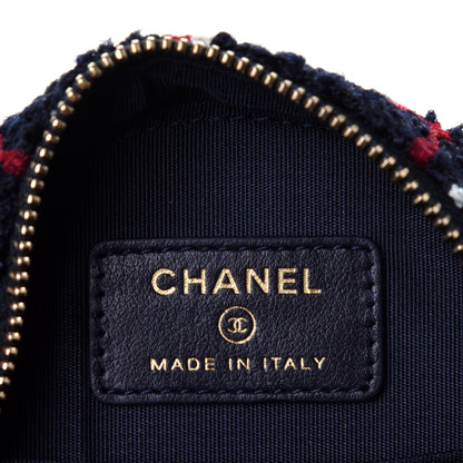 Chanel Tweed Quilted Round Filigree Clutch With Chain Navy Blue 5 of 10