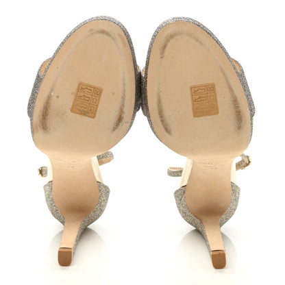 Jimmy Choo Dusty Glitter Misty 120 Sandals 39 Platinum Ice 5 of 10