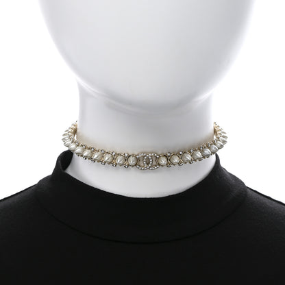 Chanel Spike Pearl Crystal CC Choker Necklace Gold Pearly White 2 of 6