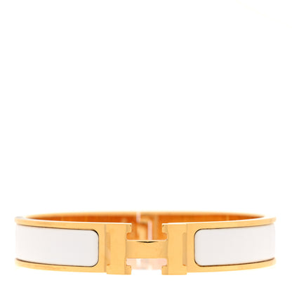 Hermes Enamel Narrow Clic Clac H Bracelet PM White 1 of 5