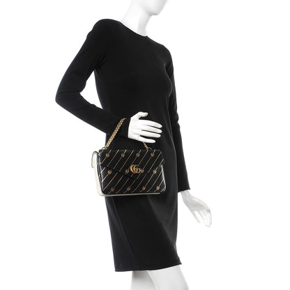 Gucci Calfskin Diagonal GG Medium Thiara Double Envelope Shoulder Bag Black White 4 of 11