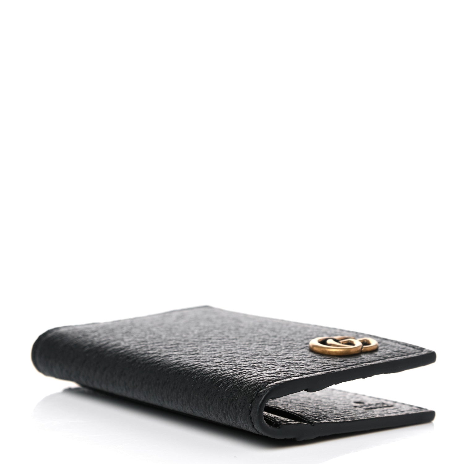 Gucci Calfskin Boar Effect GG Marmont Card Case Black 4 of 8