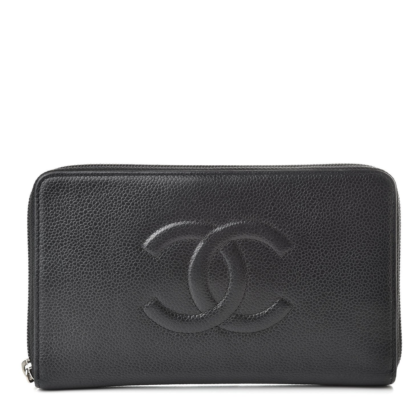 Caviar Large Timeless CC Zip Around Organizer Wallet Black