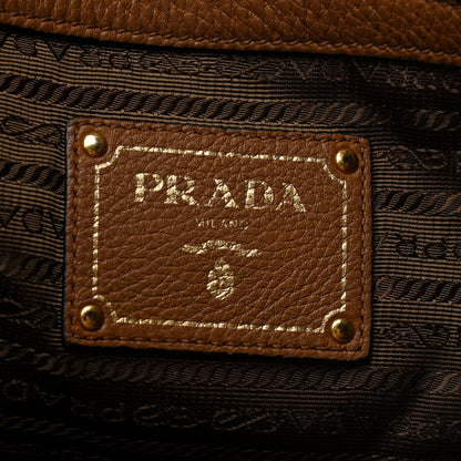 Prada Vitello Daino Embossed Logo Tote Cannella 6 of 14