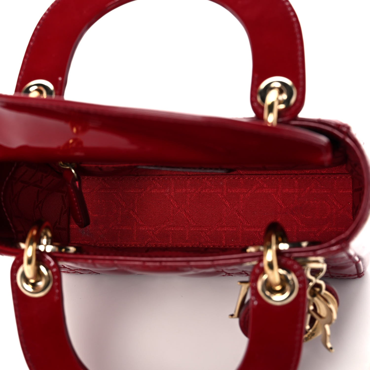 Christian Dior Patent Cannage Mini Lady Dior Red 5 of 15