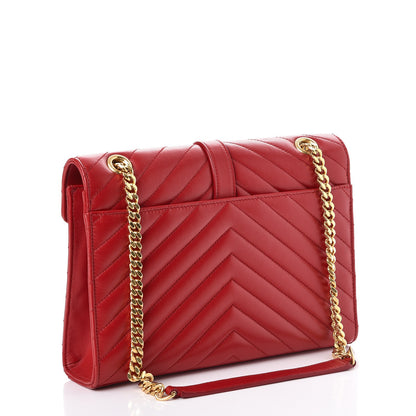 Saint Laurent Lambskin Matelasse Medium Monogram Satchel Lipstick Red 4 of 11