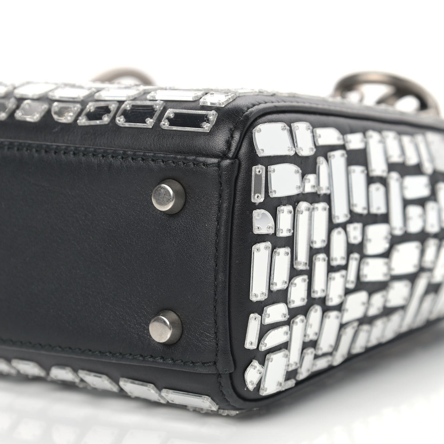Smooth Calfskin Embroidered Mini Mosaic of Mirrors Lady Dior Black