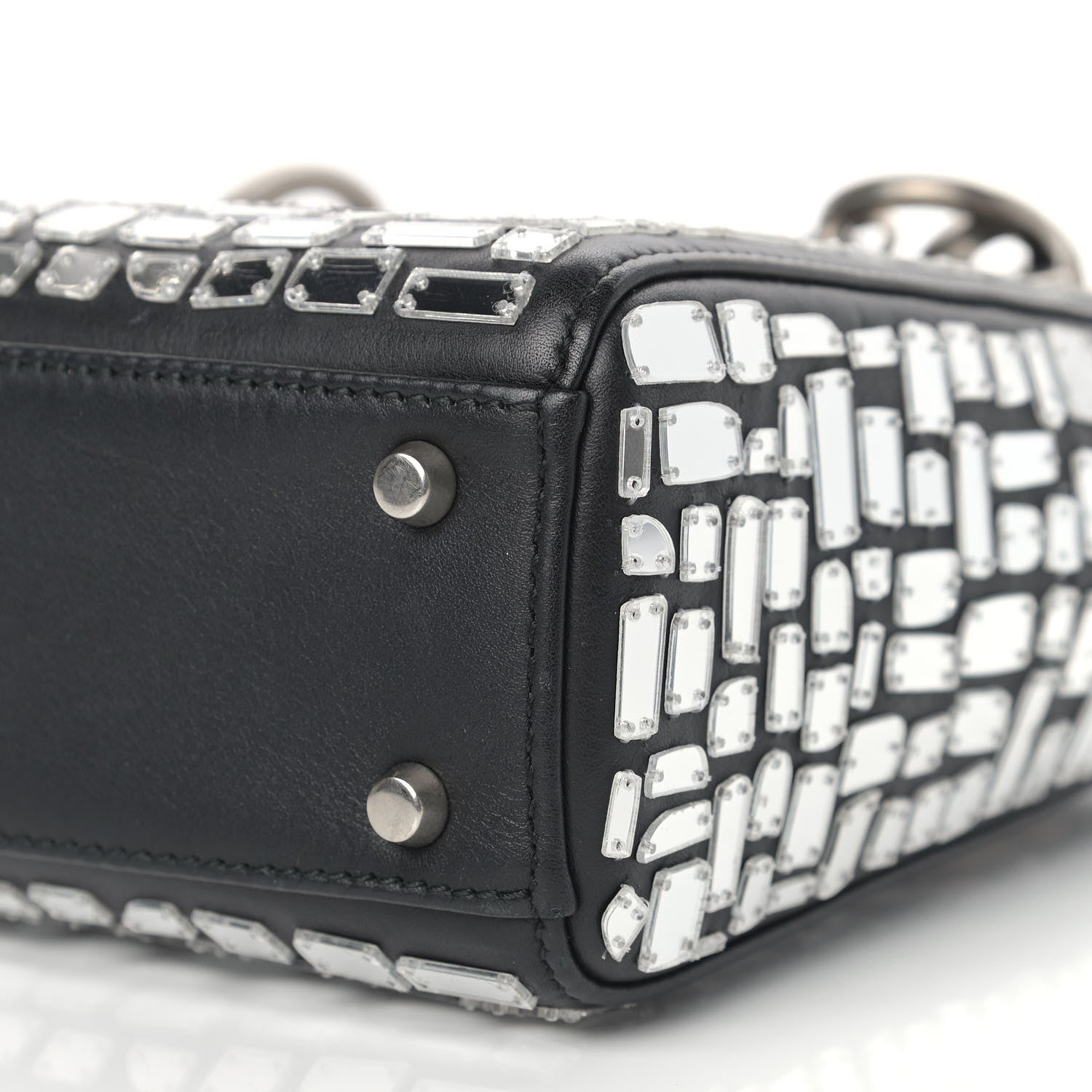 Christian Dior Smooth Calfskin Embroidered Mini Mosaic of Mirrors Lady Dior Black 9 of 11
