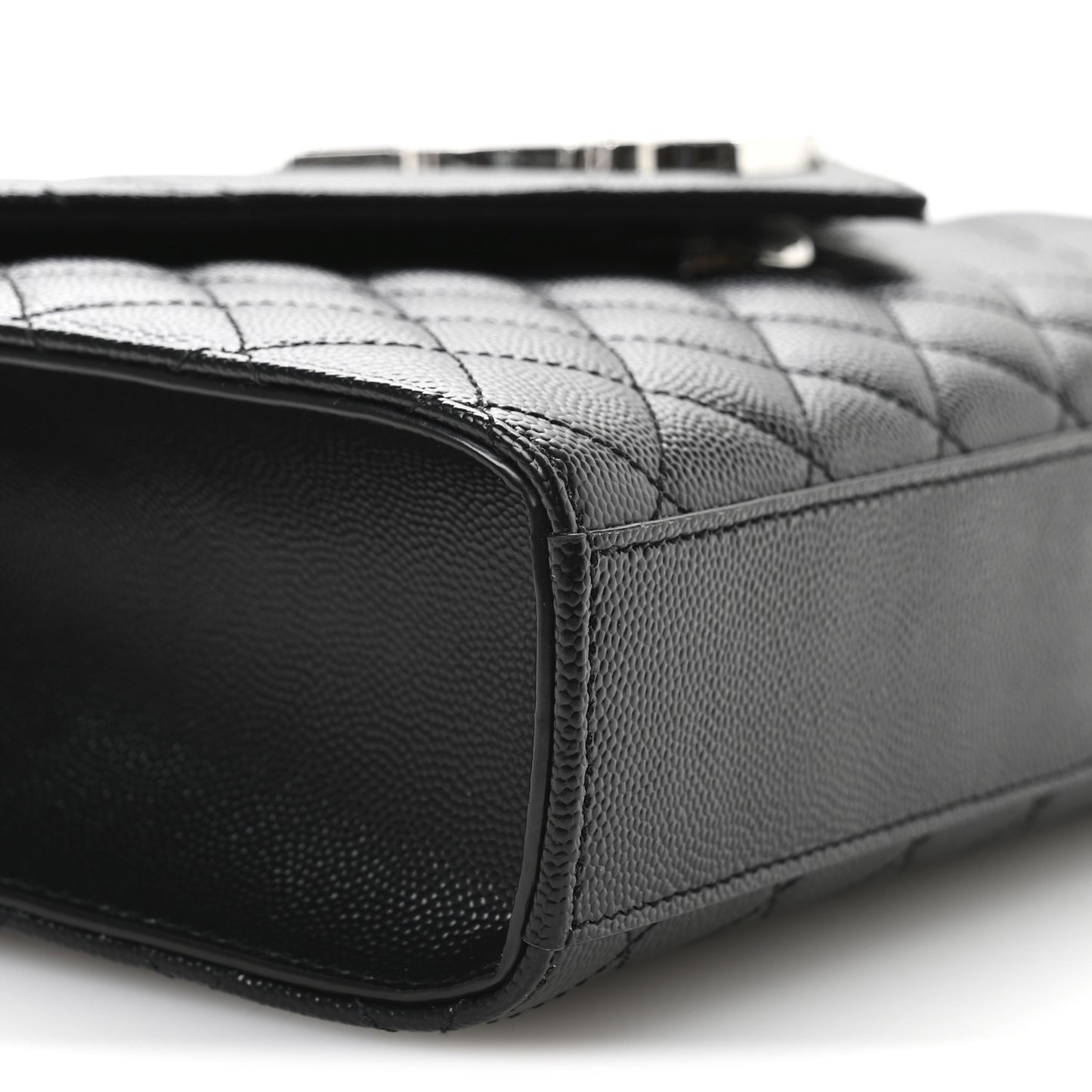 Grain De Poudre Textured Mixed Matelasse Triquilt Medium Monogram Satchel Black