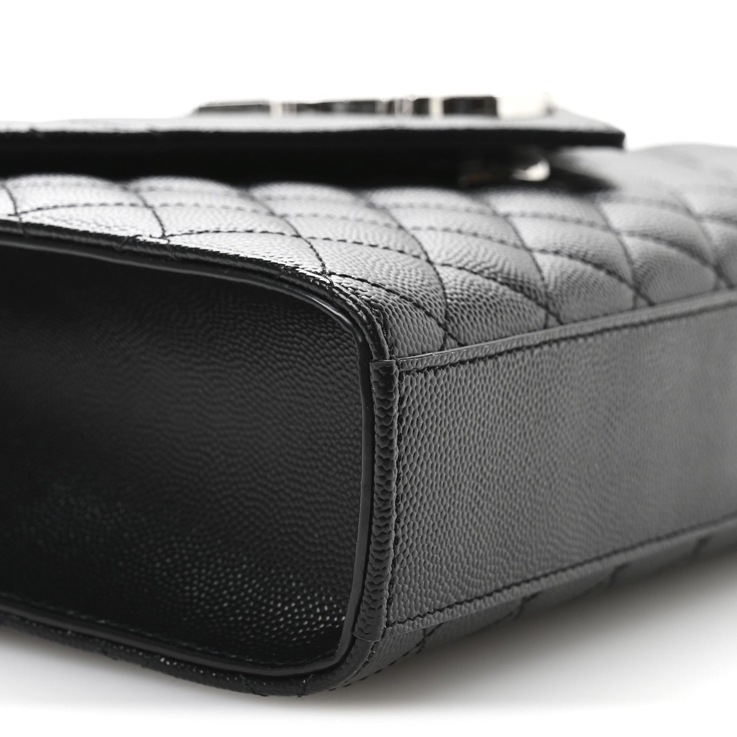 Saint Laurent Grain De Poudre Textured Mixed Matelasse Triquilt Medium Monogram Satchel Black 9 of 11