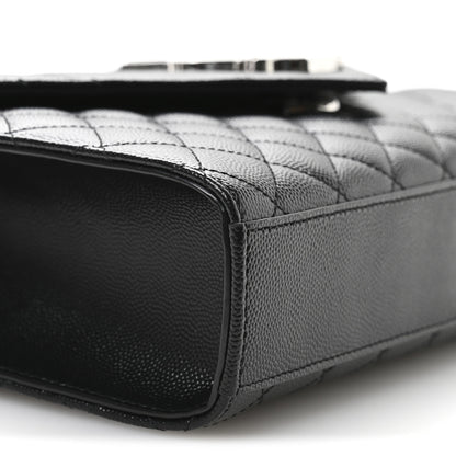 Saint Laurent Grain De Poudre Textured Mixed Matelasse Triquilt Medium Monogram Satchel Black 9 of 11