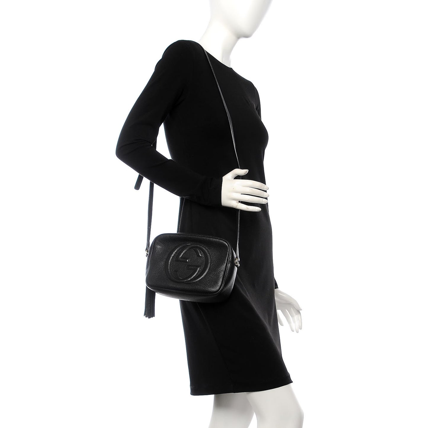 Pebbled Calfskin Small Soho Disco Bag Black