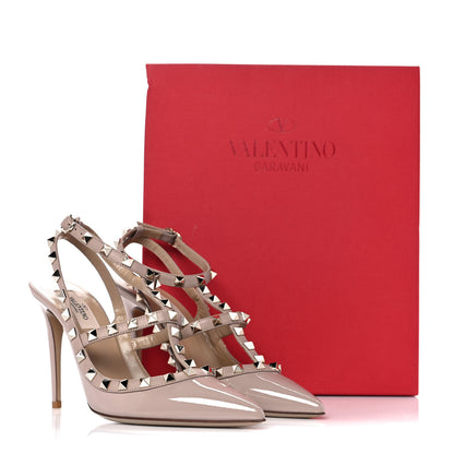 Valentino Garavani Patent Rockstud Ankle Strap Pumps 38.5 Poudre 9 of 9