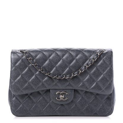 Chanel Metallic Caviar Quilted Jumbo Double Flap Dark Grey 1 of 11