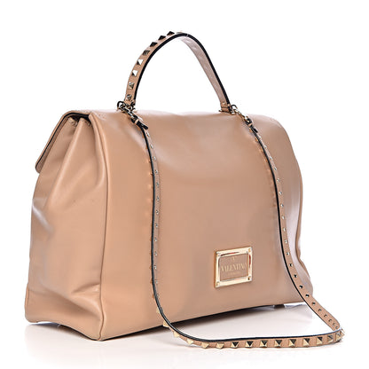 Valentino Garavani Vitello Large Rockstud Flap Satchel Poudre 3 of 17