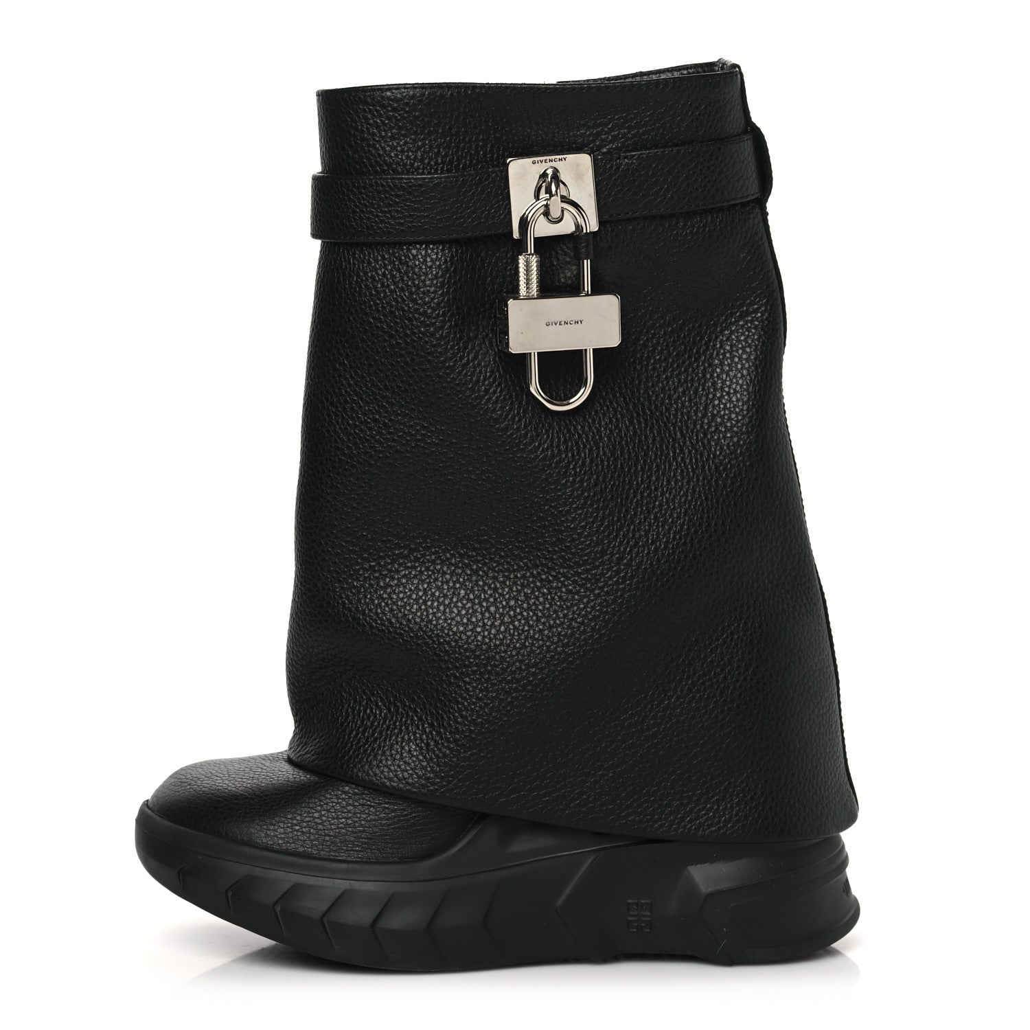 Givenchy Grained Calfskin Shark Lock Biker Ankle Boots 36 Black 1 of 8