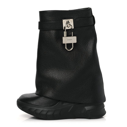 Givenchy Grained Calfskin Shark Lock Biker Ankle Boots 36 Black 1 of 8
