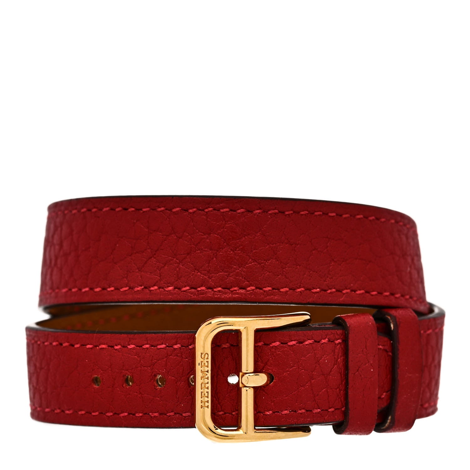 Hermes Stainless Steel Courchevel 21mm Heure H Hour Double Tour Quartz Watch Rouge 3 of 4