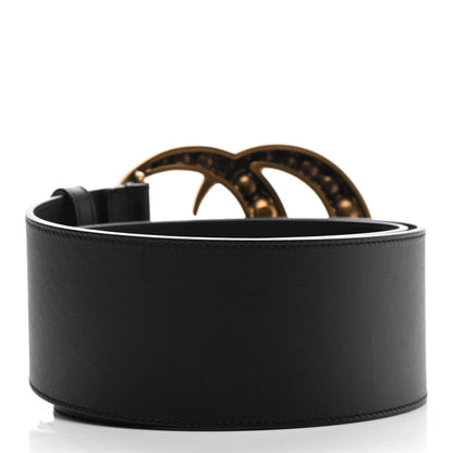 Gucci Moon Calfskin Pearl Double G 70mm Belt 95 38 Black Cream 2 of 6