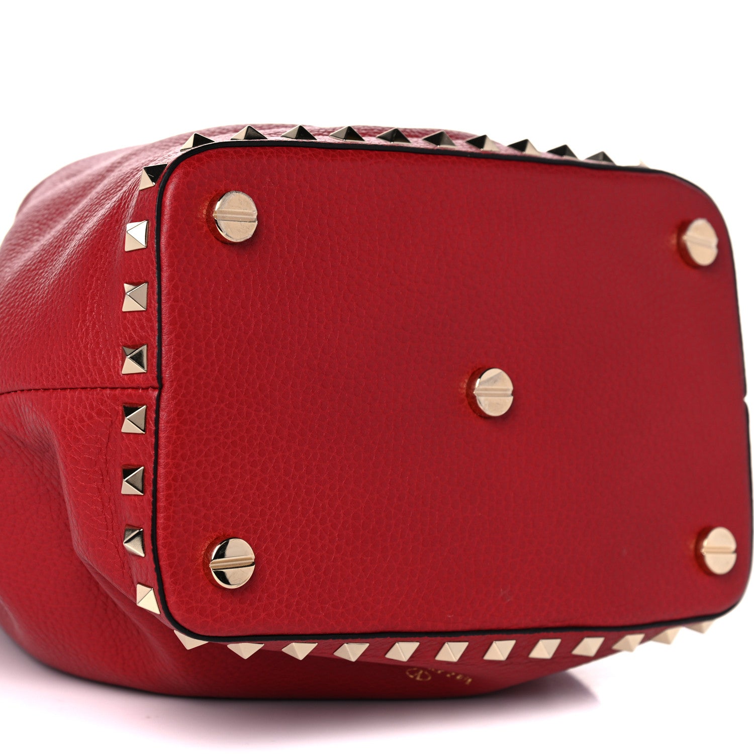 Valentino Garavani Pebbled Calfskin Small Rockstud Bucket Bag Red 8 of 11