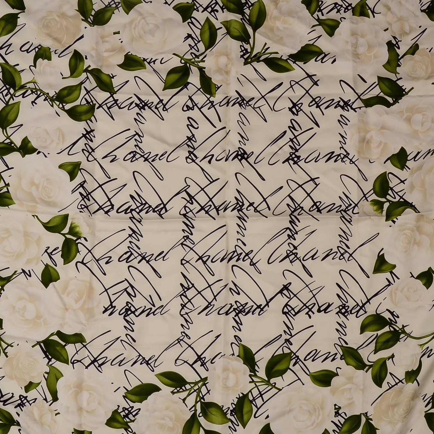 Silk Camellia Flower Square Scarf Ivory
