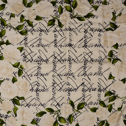 Chanel Silk Camellia Flower Square Scarf Ivory 1 of 5