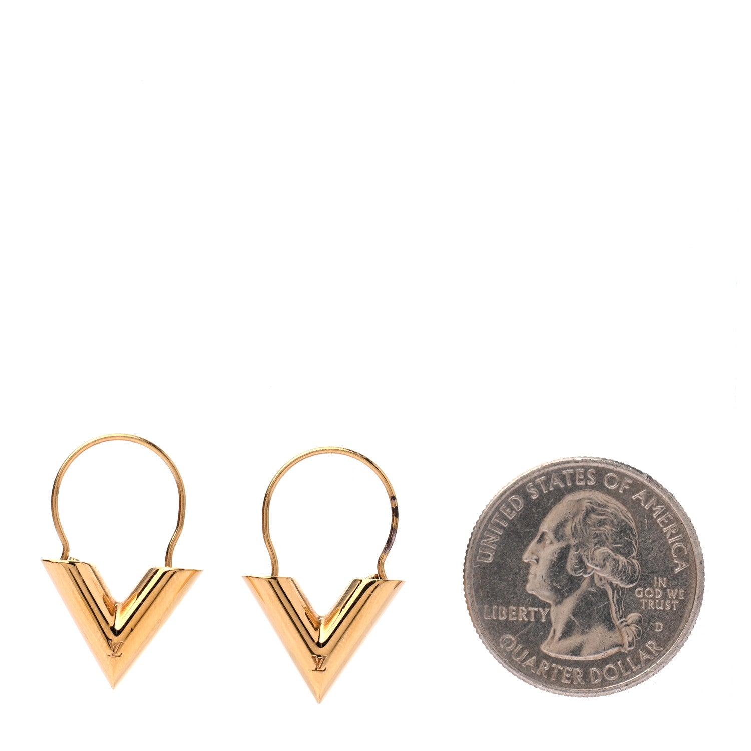 Louis Vuitton Brass Essential V Hoop Earrings Gold 2 of 5